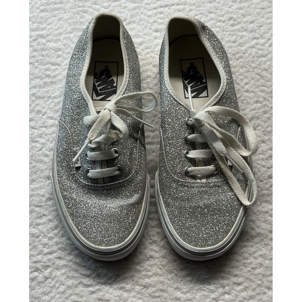 Vans Sneakers Womens 6.5 Silver Glitter Old Skool Low Top Kawaii Grunge Classic